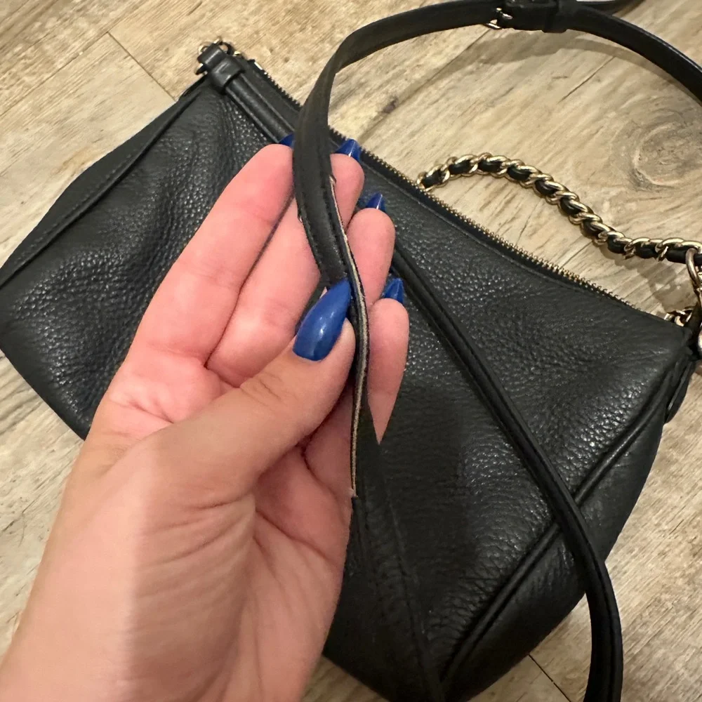 Coach Black Leather Dual Strap Crossbody Handbag Purse - Picture 4 of 7